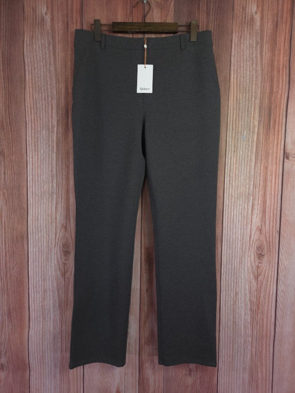 NWT Quince Pants Womens XL Ultra Stretch Ponte Straight Leg Charcoal Gray